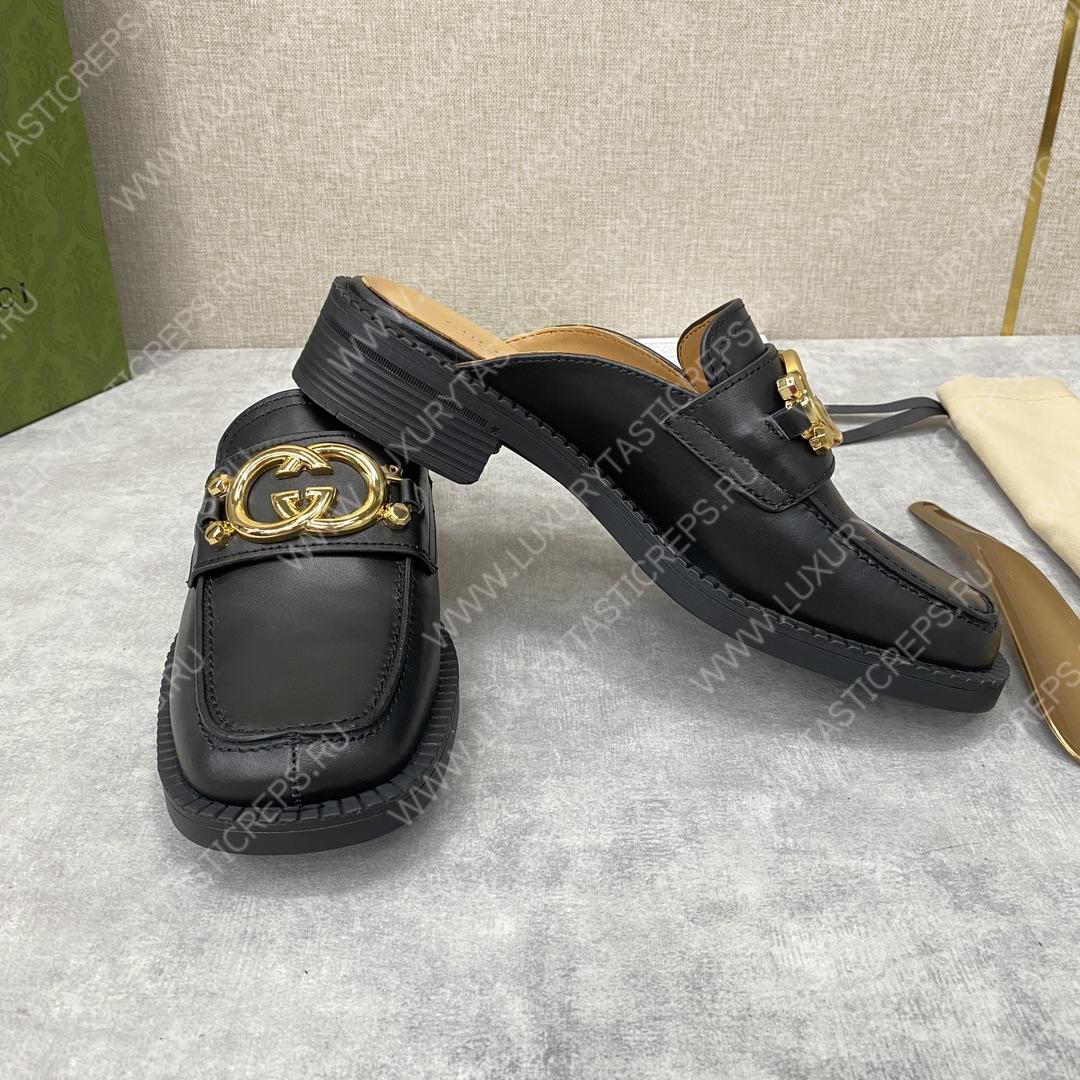 G*u*i nadeline interlocking-g mule black 723668