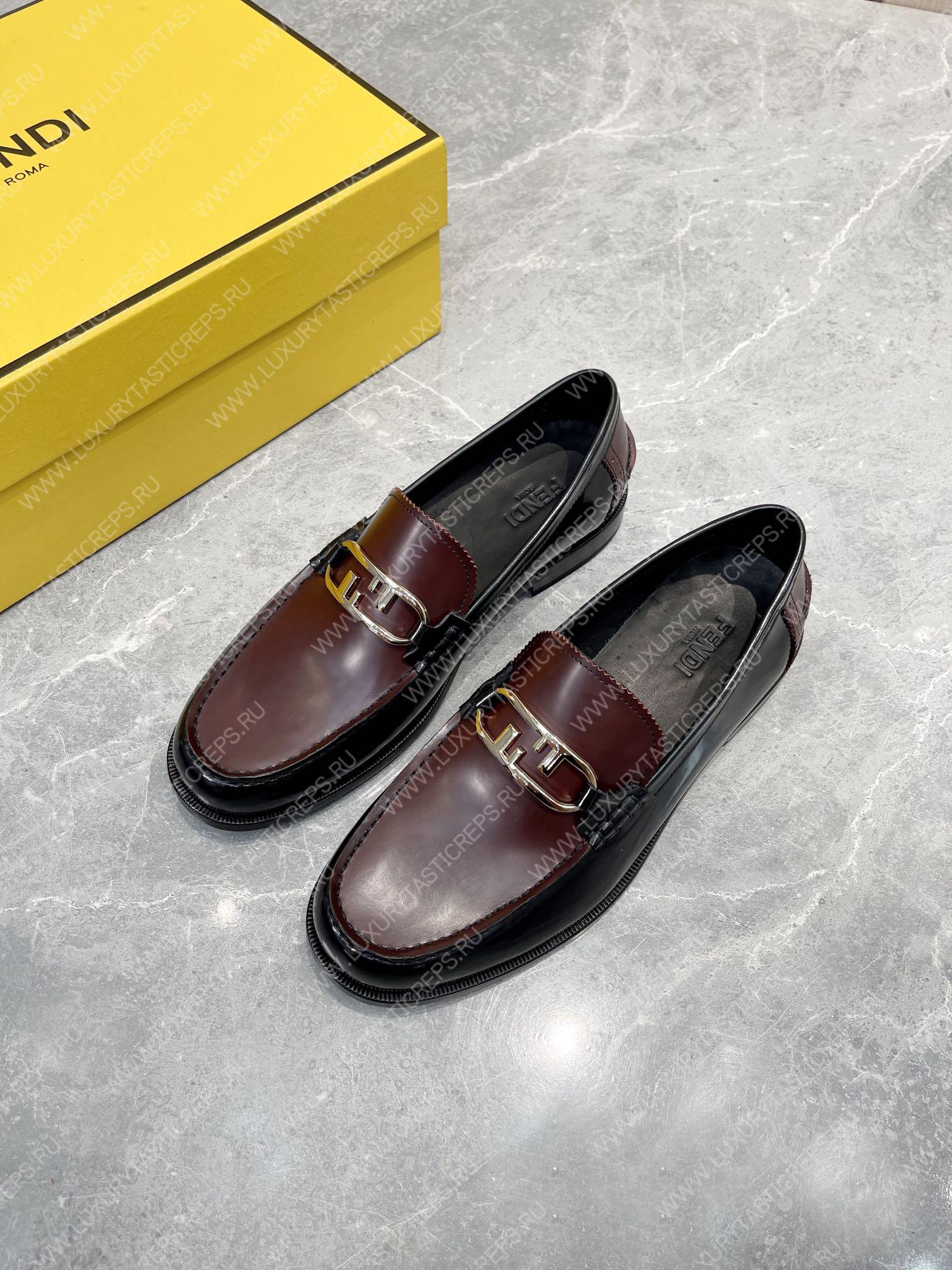 F**di o’lock driving loafers black and burgundy 7d1561a