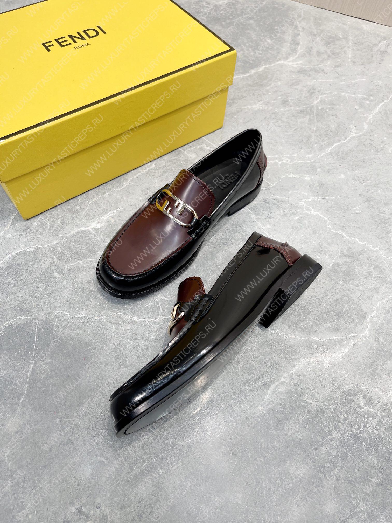 F**di o’lock driving loafers black and burgundy 7d1561a
