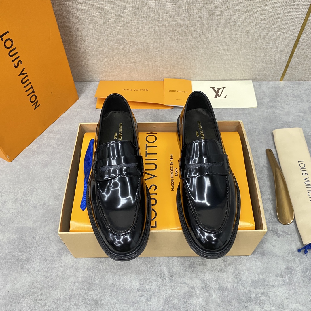 l**is V*t*n glove loafer black 1aa2dx
