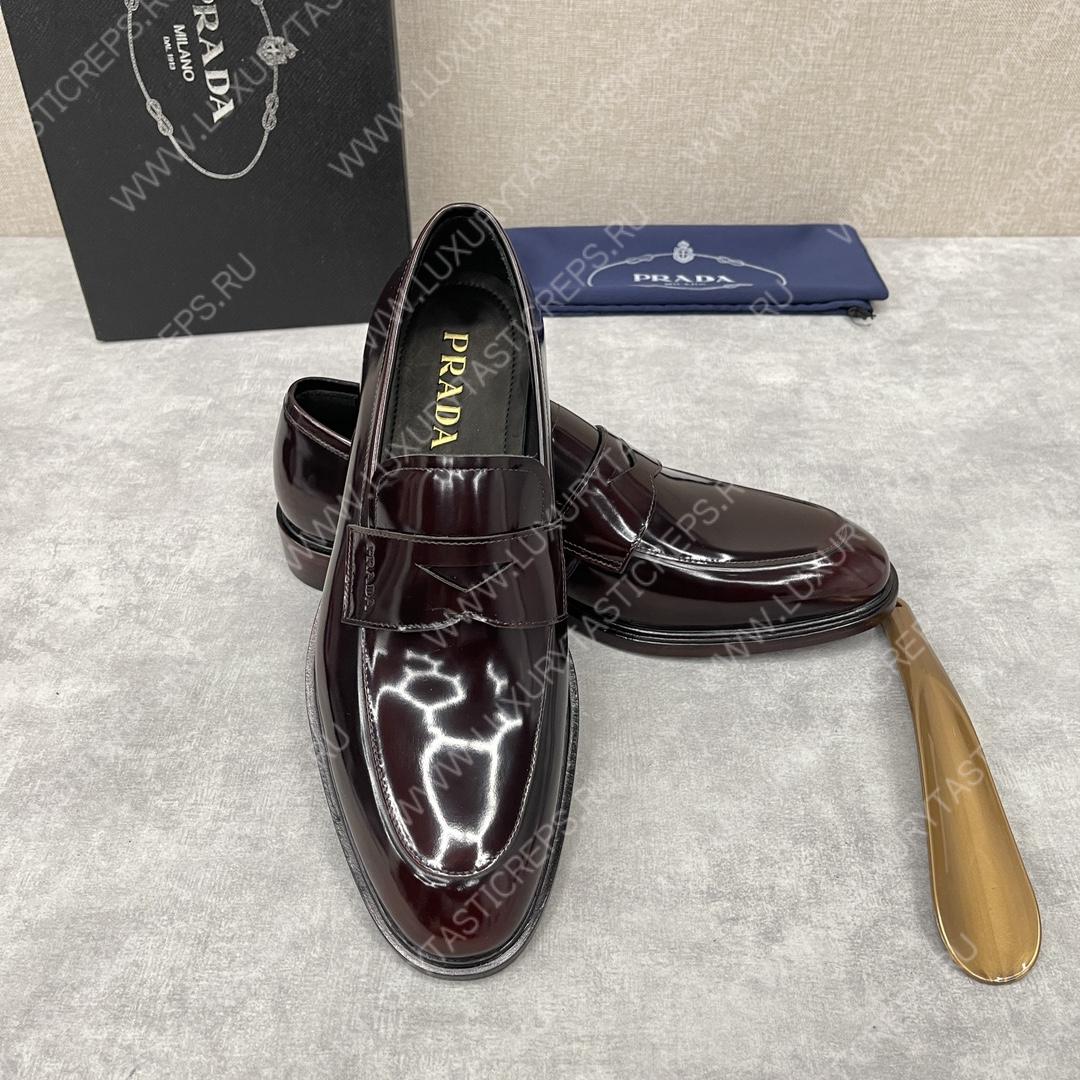 Pra*a brushed leather loafers burgundy 2db161