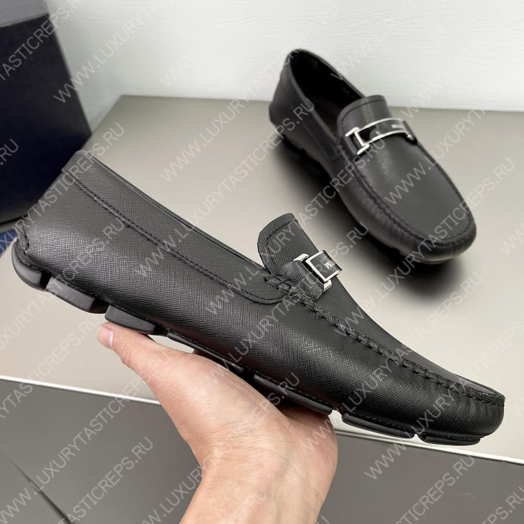 Pra*a saffiano loafers black 2db183