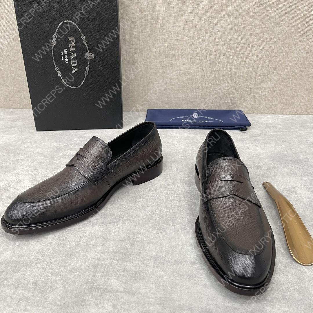 Pra*a saffiano loafers dark brown 2dc213