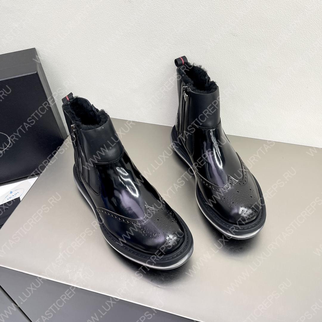 Pra*a brogue derby ankle boots black 2te127
