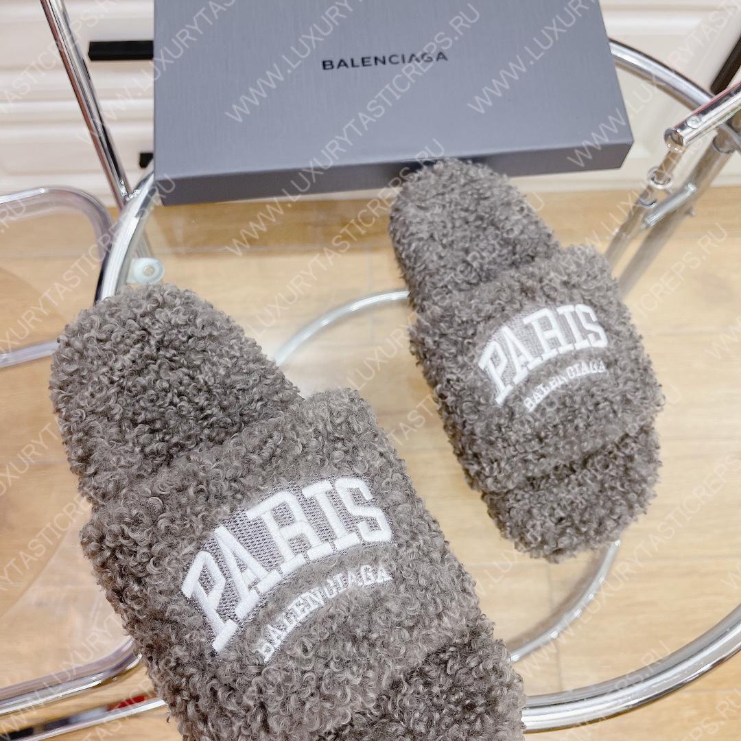 Ba*len*cia*ga furry slide light grey 654261w2b411090