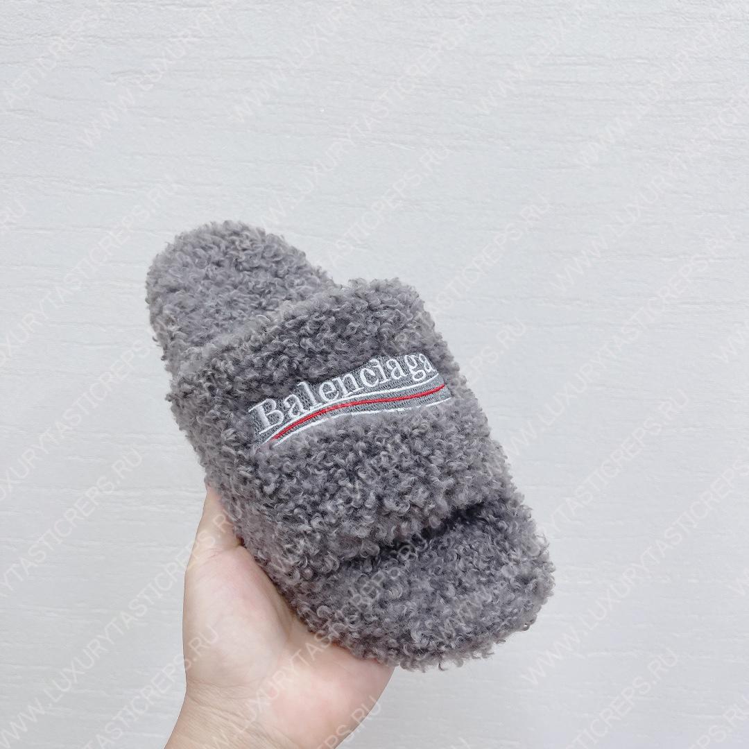 Ba*len*cia*ga furry slide light grey 654261w2b411090
