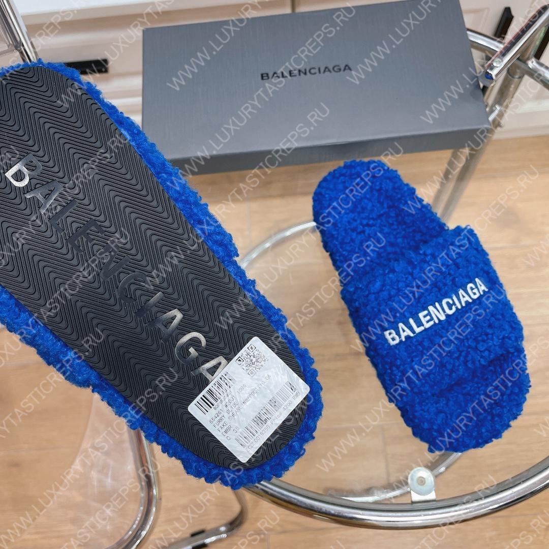 Ba*len*cia*ga furry slide dark blue 654261w2b411090