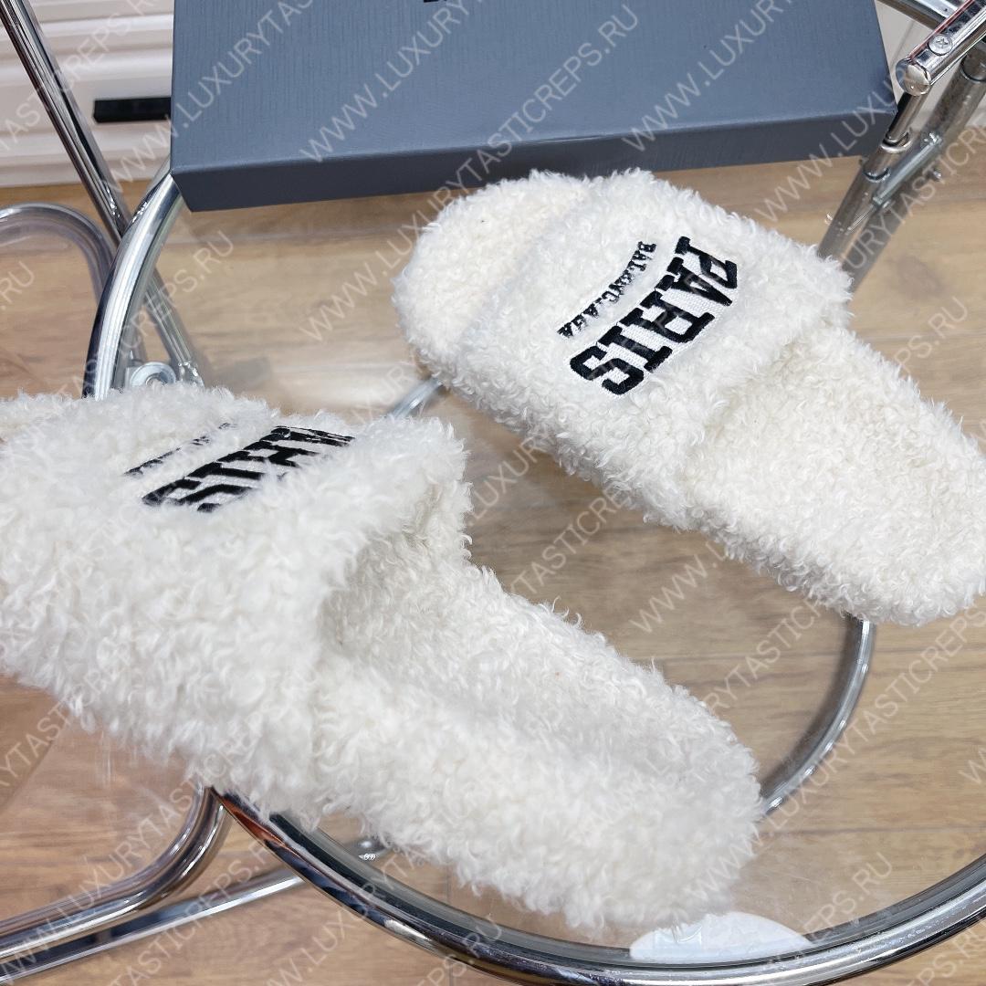 Ba*len*cia*ga furry slide white 654261w2b411090