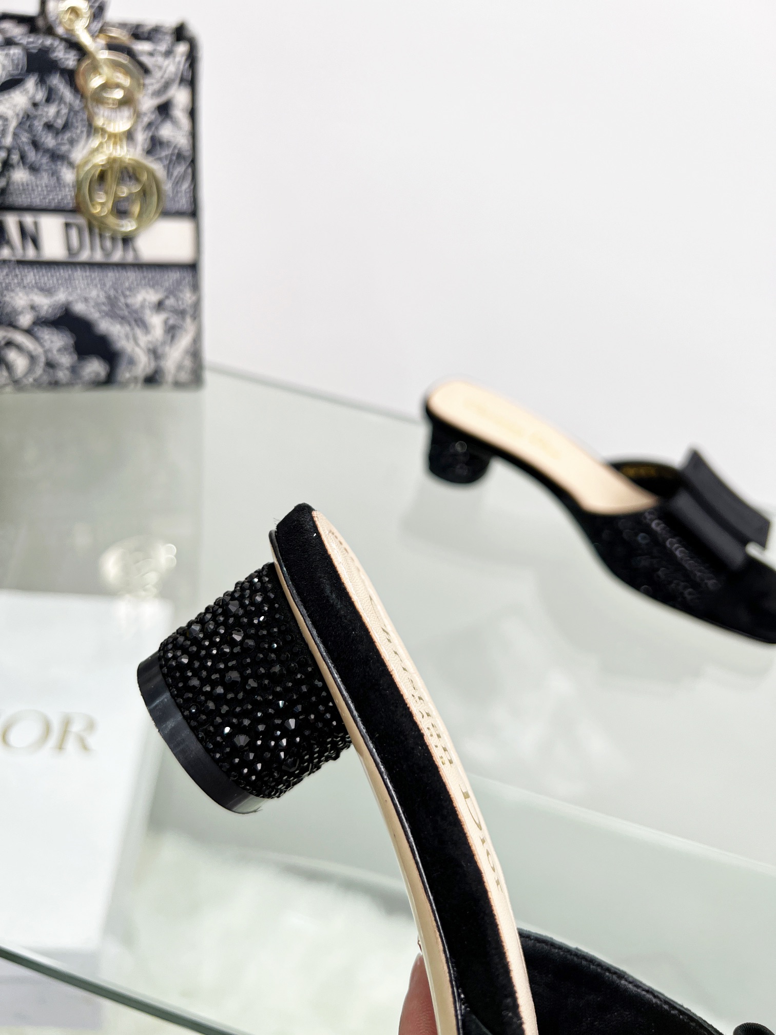 D*or idylle heeled slide black kcq768cst