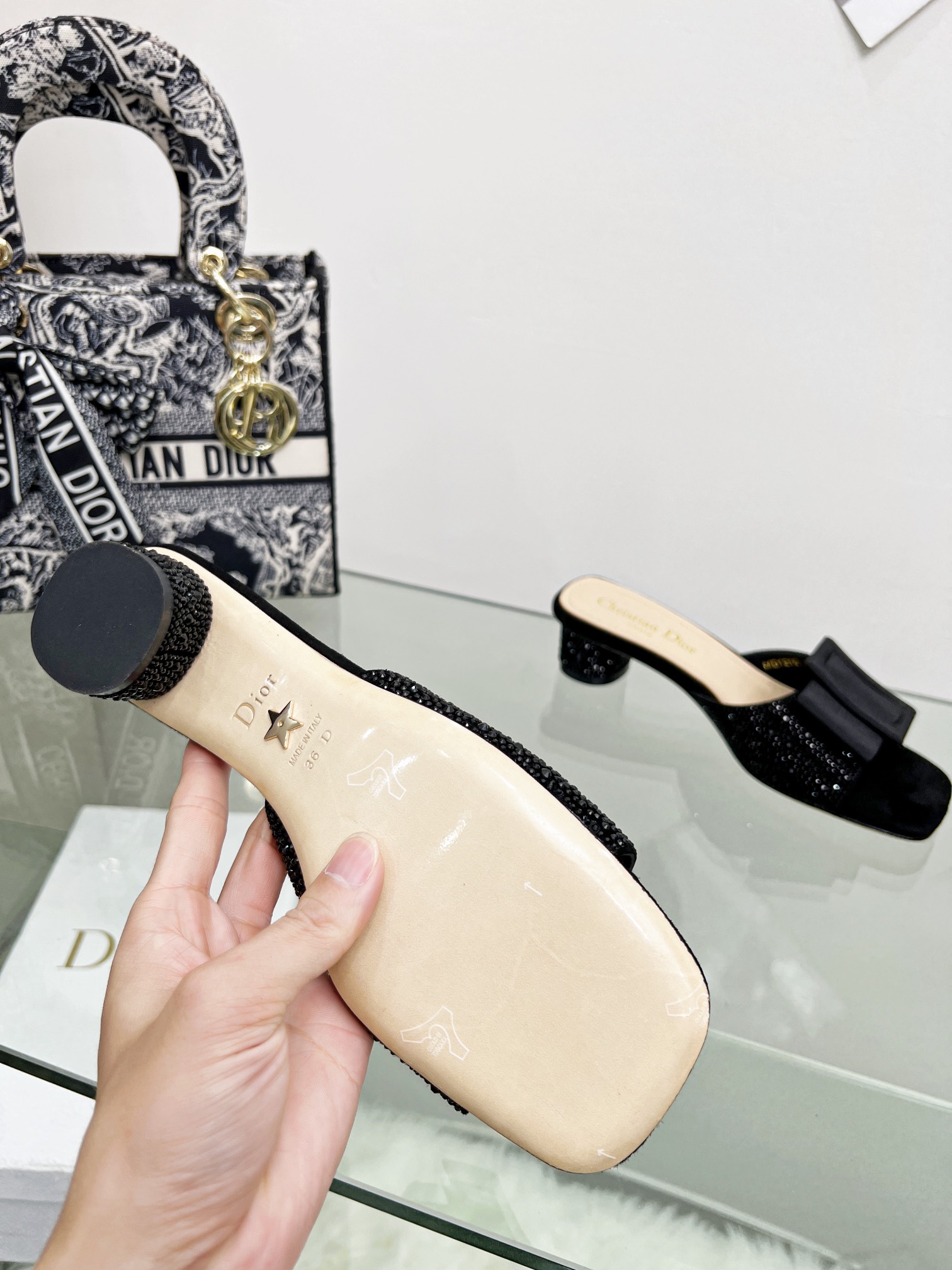 D*or idylle heeled slide black kcq768cst