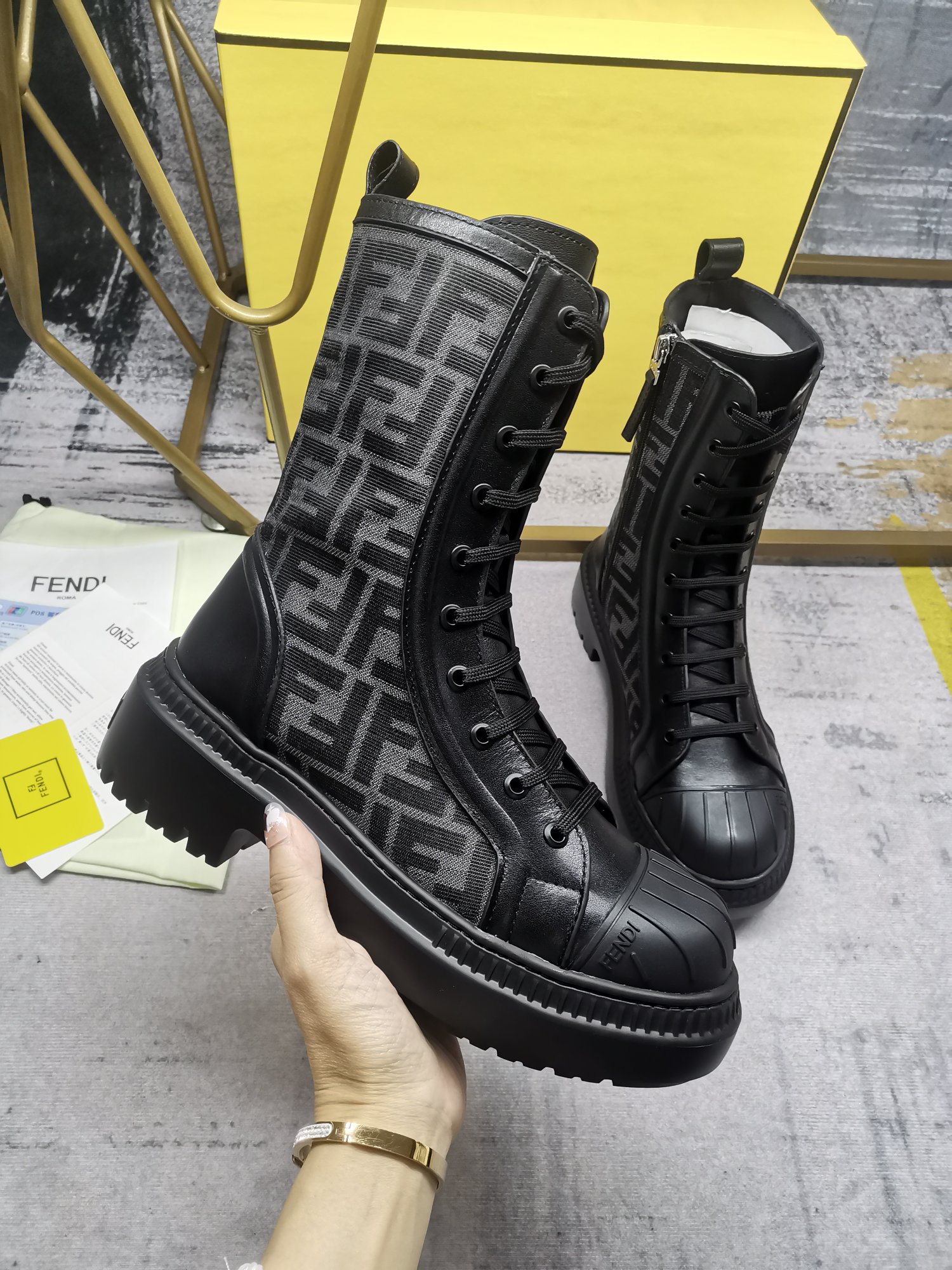 F**di domino biker booties black 8t8353ajzff0tuy