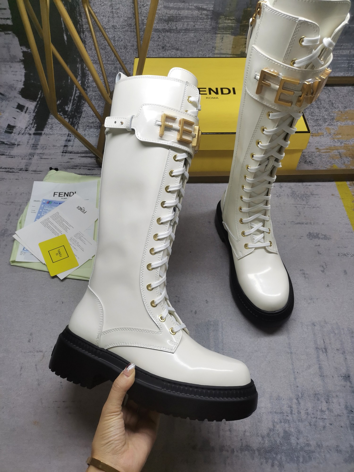 F**di F**digraphy biker boots white 8t8355aky6f1h1k