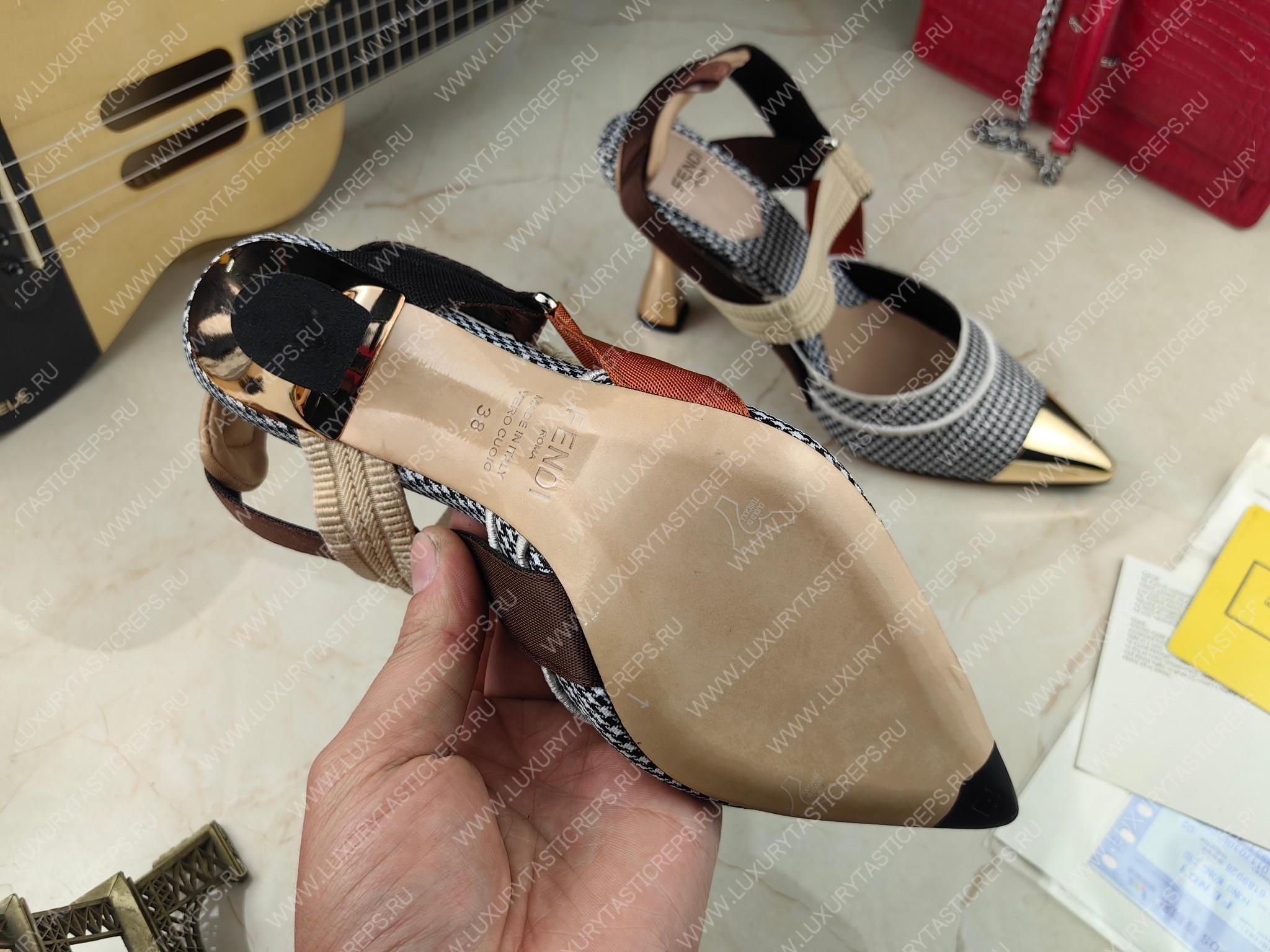 F**di colibri slingback pumps black and white 8j8411an