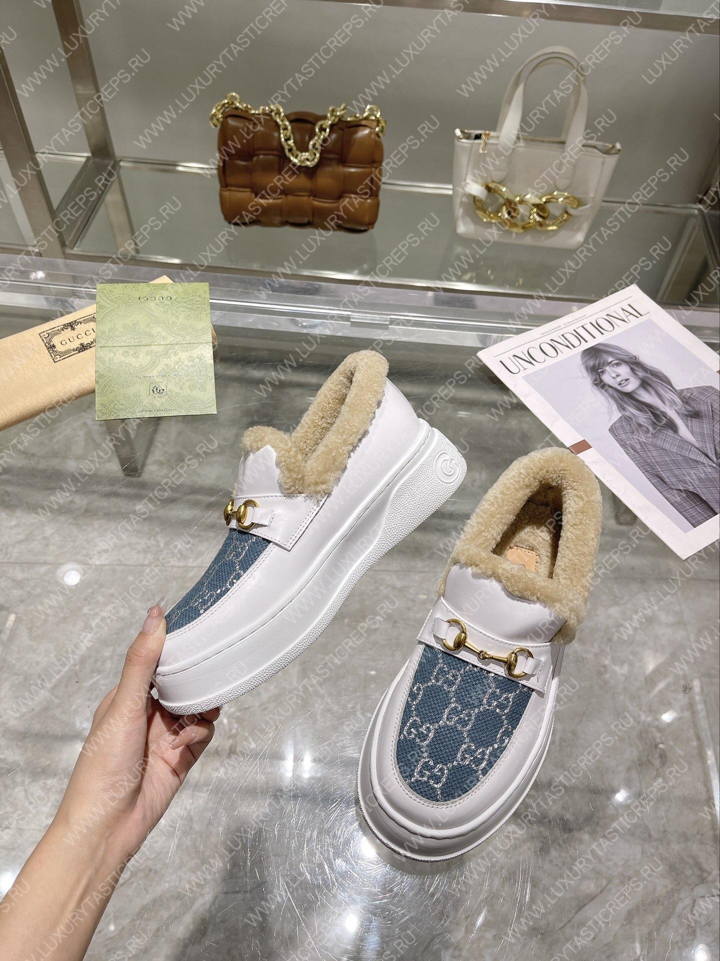 G*u*i horsebit ankle boot white 550036