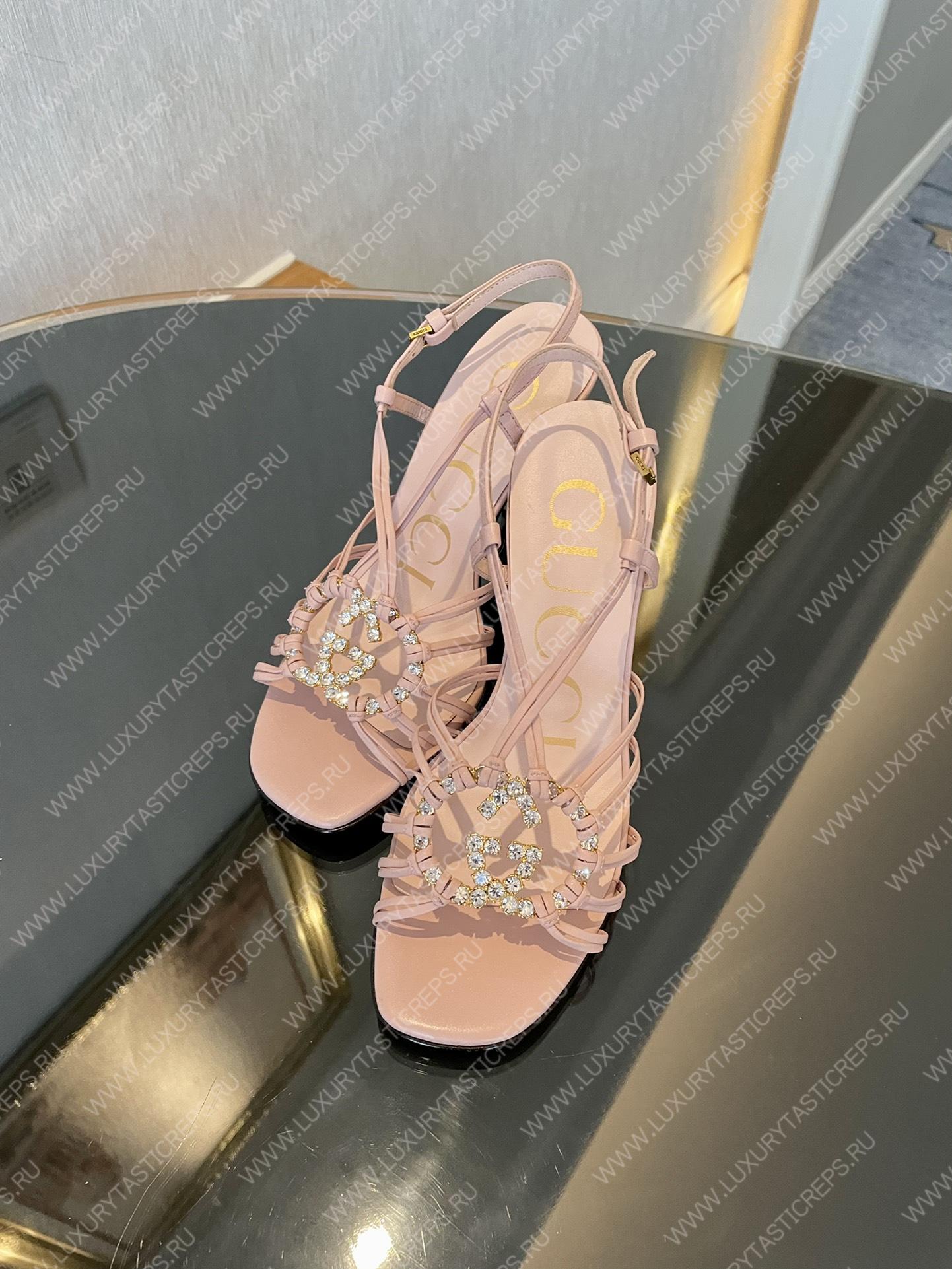 G*u*i womens’s sandal with interlocking g pink 694863