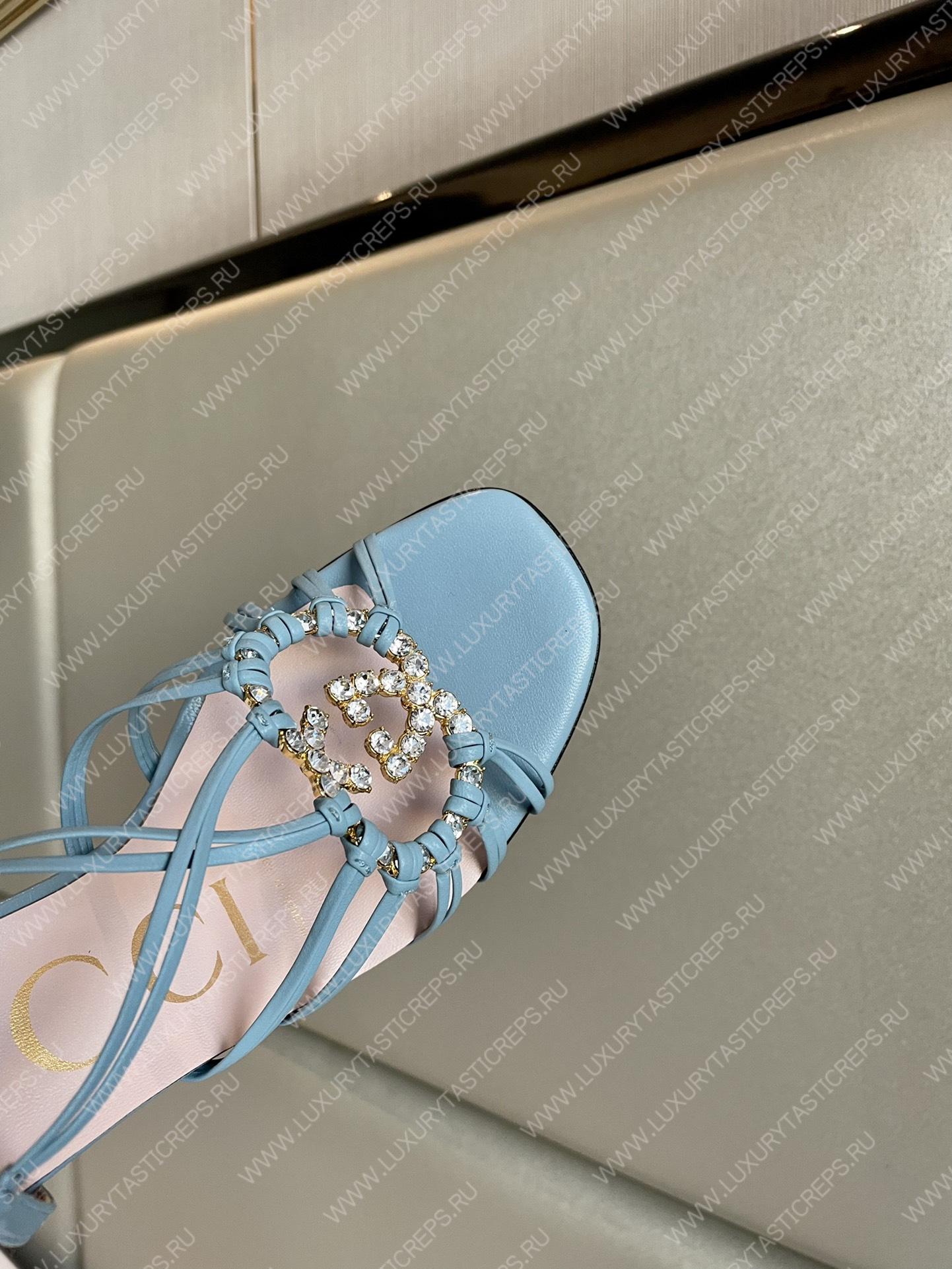 G*u*i womens’s sandal with interlocking g grey 694863