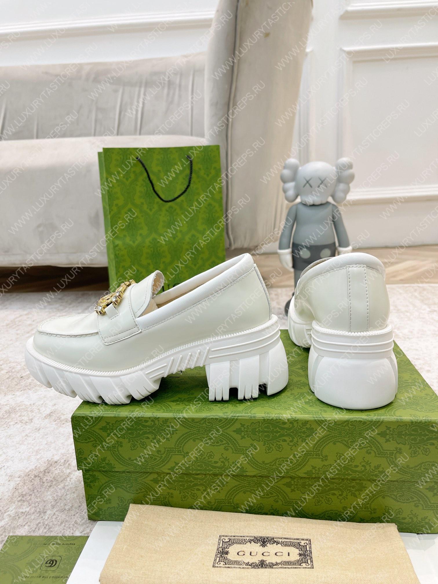 G*u*i lug sole interlocking g loafer white ‎700271