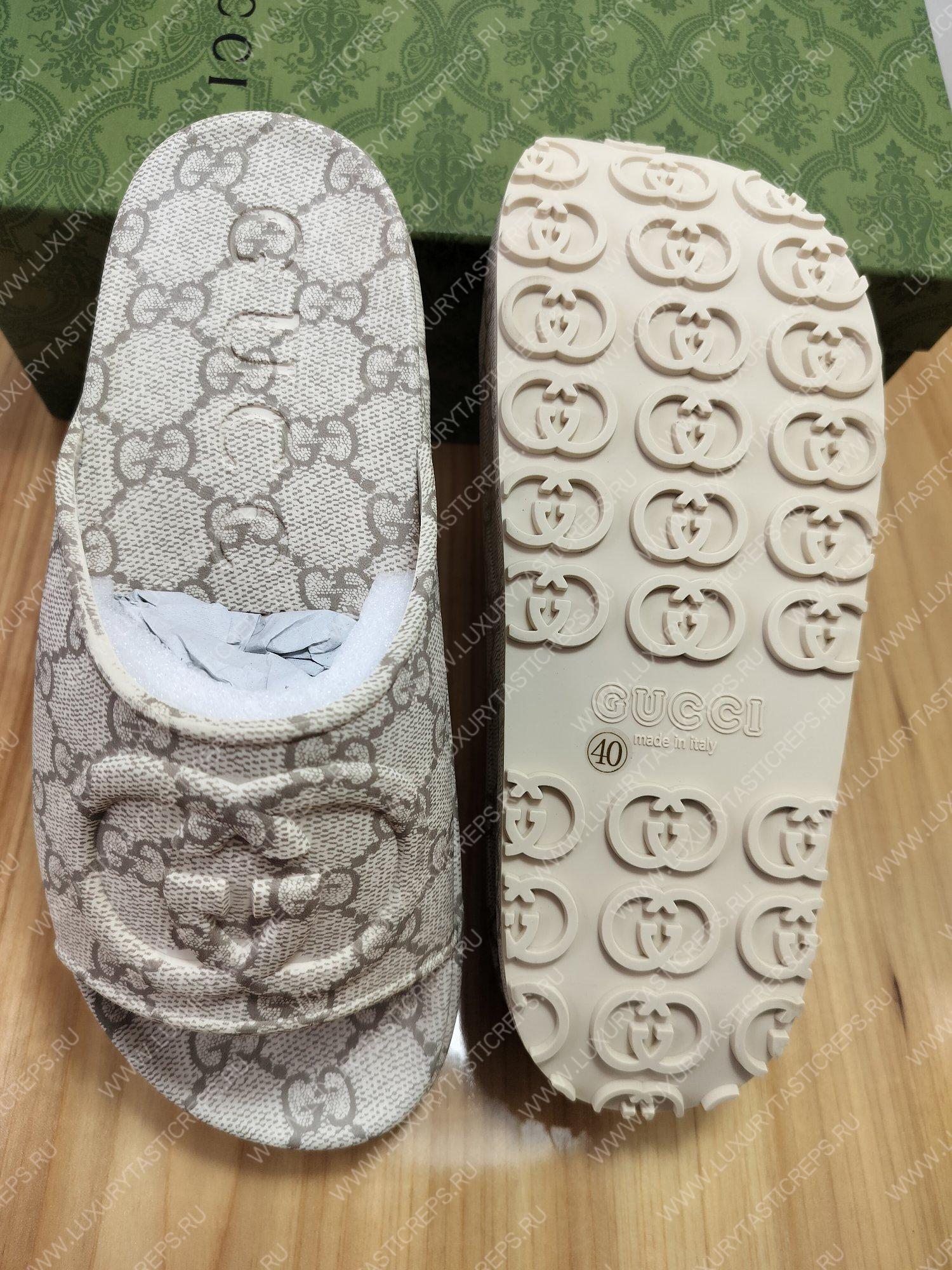 G*u*i interlocking g slide beige 725535