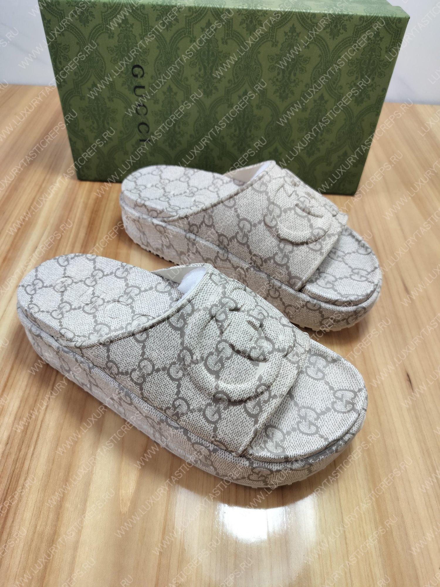 G*u*i interlocking g slide beige 725535