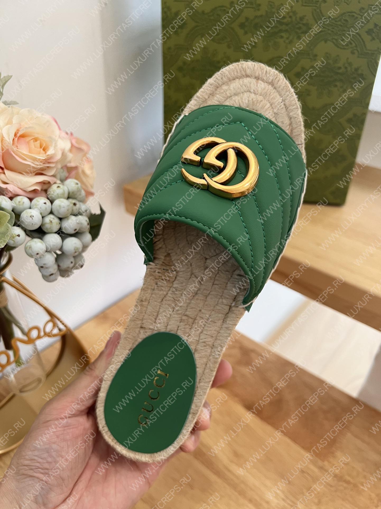 G*u*i pilar gg matelasse slide green 646169