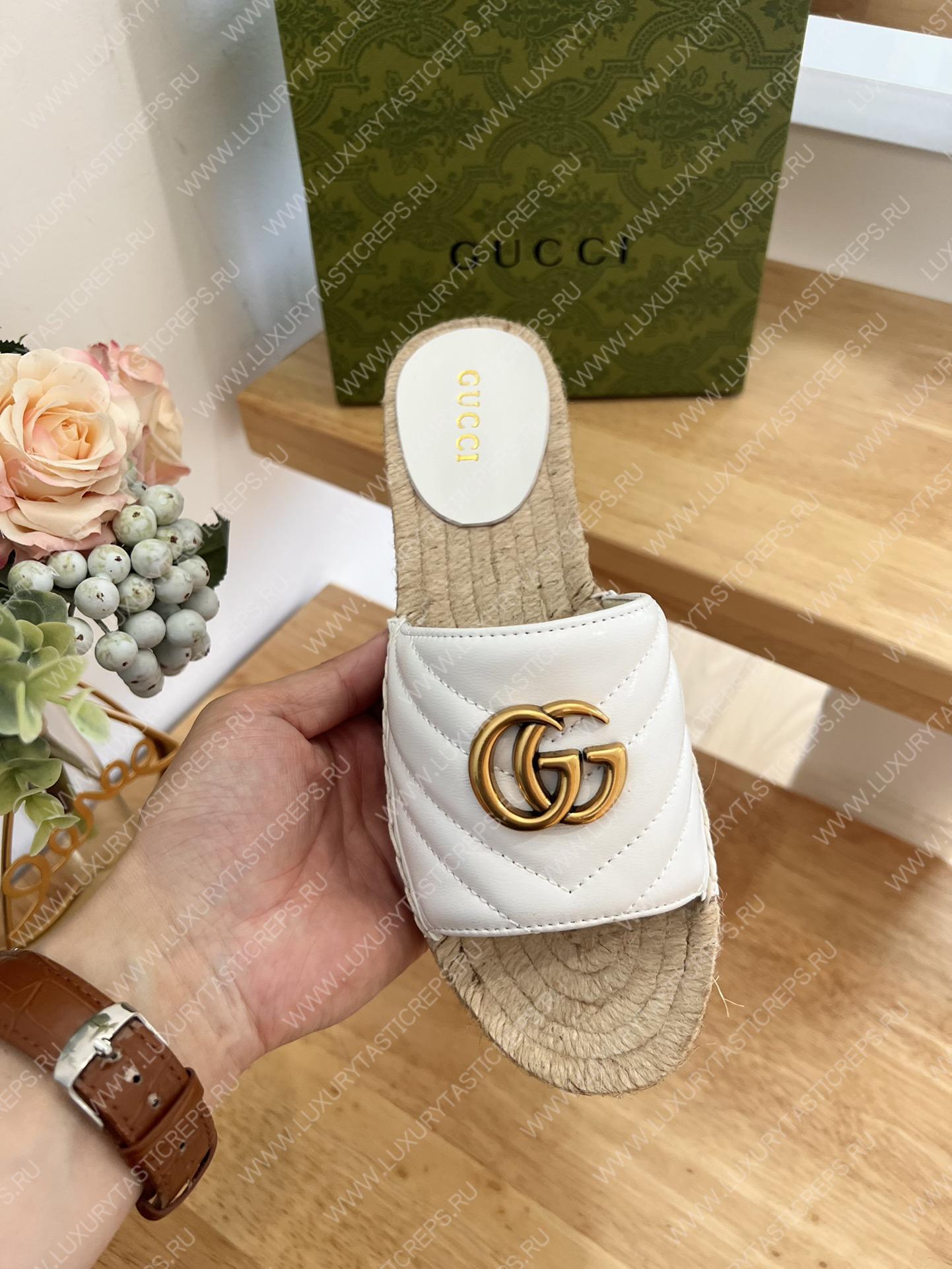 G*u*i pilar gg matelasse slide white 646169