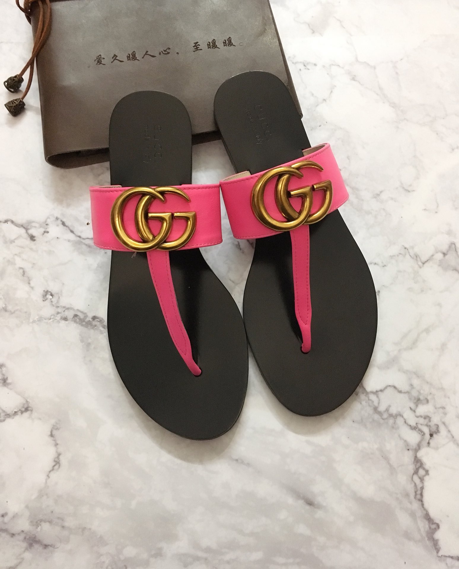 G*u*i marmont leather sandal pink ‎612138