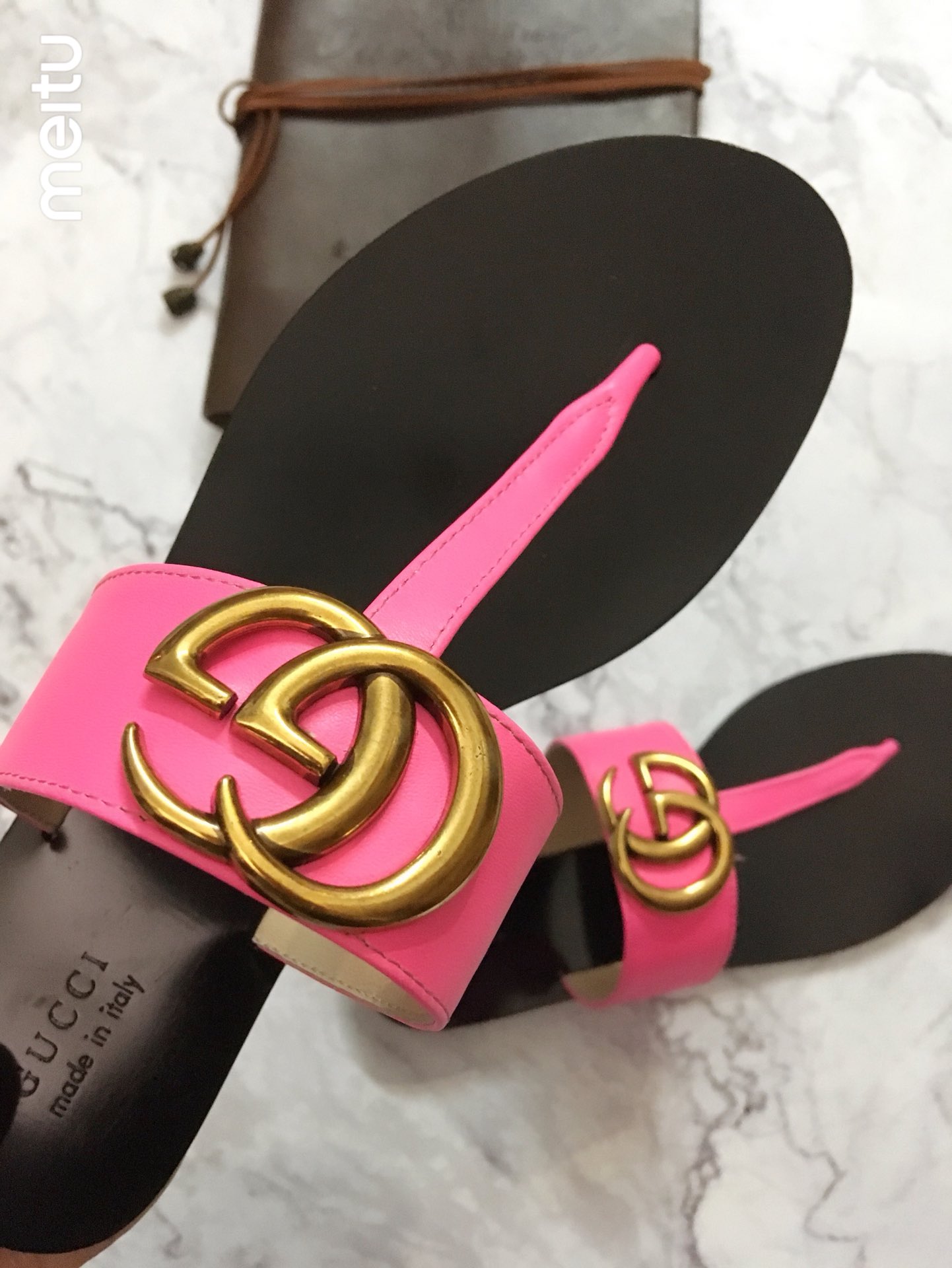 G*u*i marmont leather sandal pink ‎612138