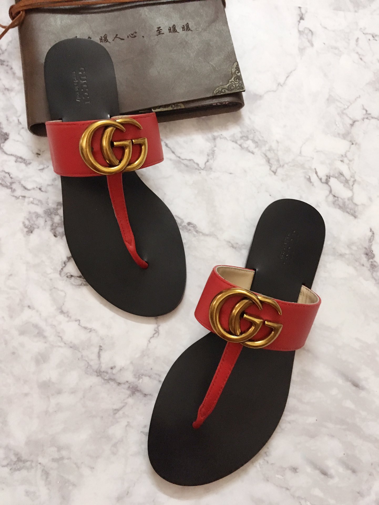 G*u*i marmont leather sandal red ‎612138