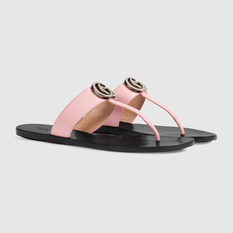 G*u*i leather thong sandal with double g pink 497444