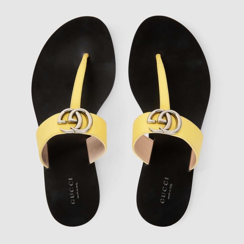 G*u*i leather thong sandal with double g yellow 497444