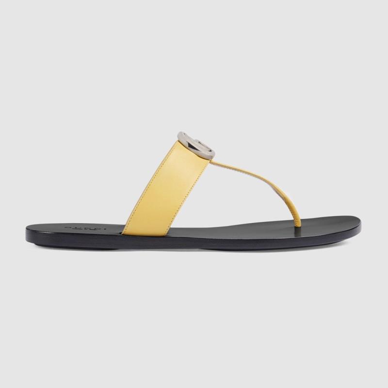 G*u*i leather thong sandal with double g yellow 497444