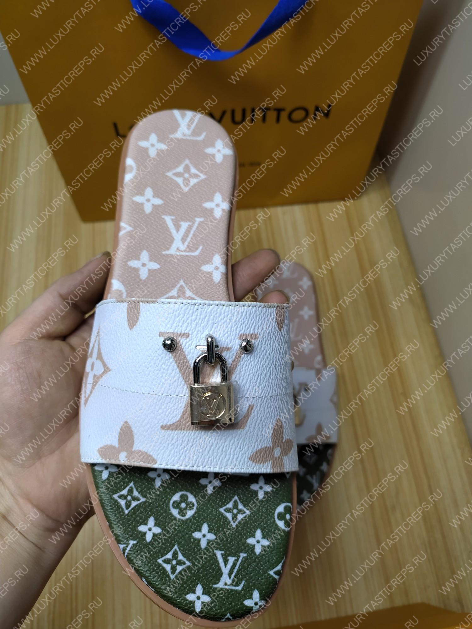 l**is V*t*n mule plate lock it white and fawn 1a64mn