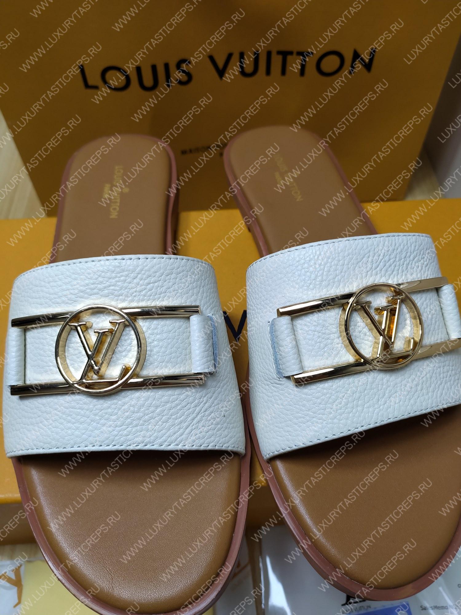 l**is V*t*n lock it flat mule white and beige 1a64z7