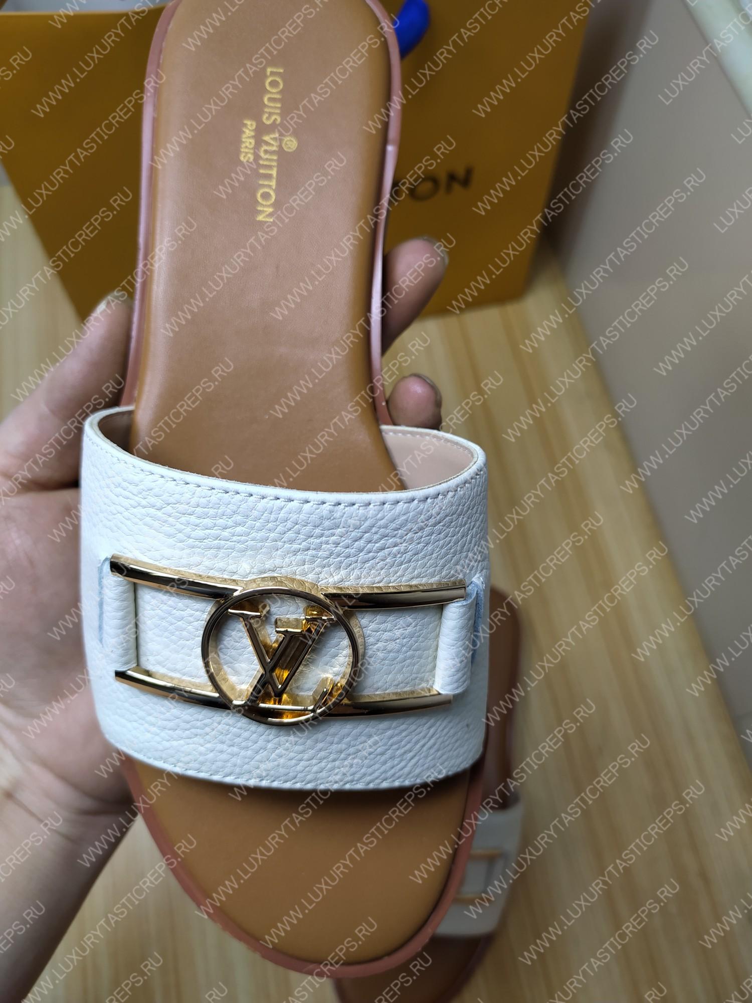l**is V*t*n lock it flat mule white and beige 1a64z7