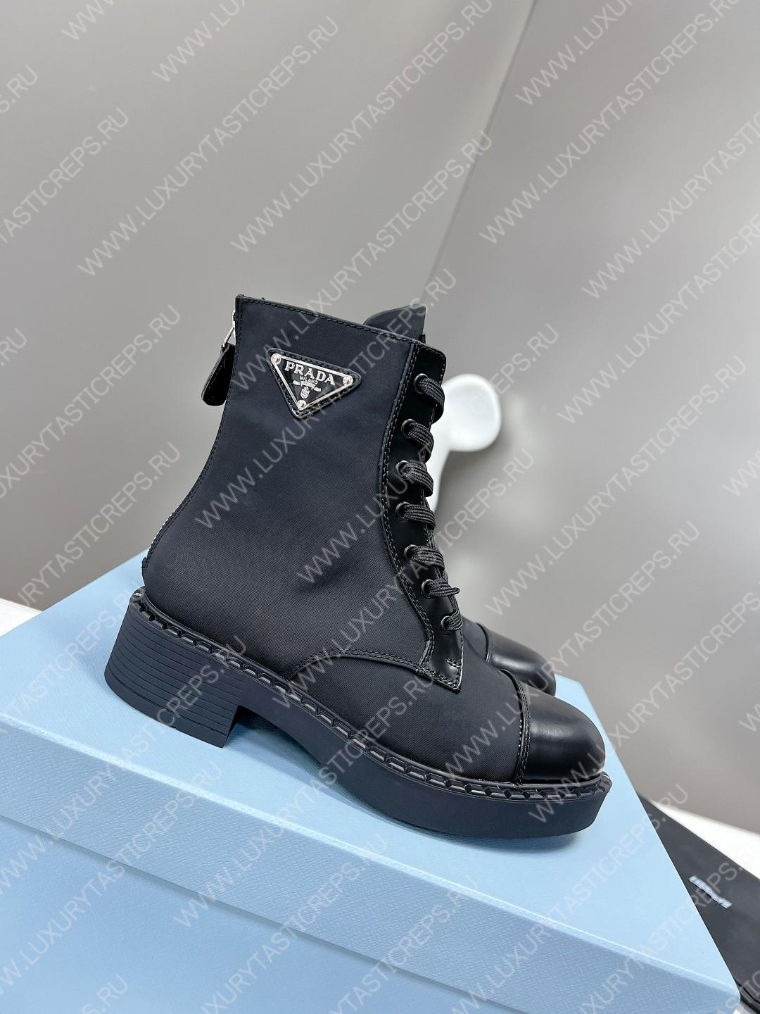 Pra*a logo plaque ankle boots black 1t782m