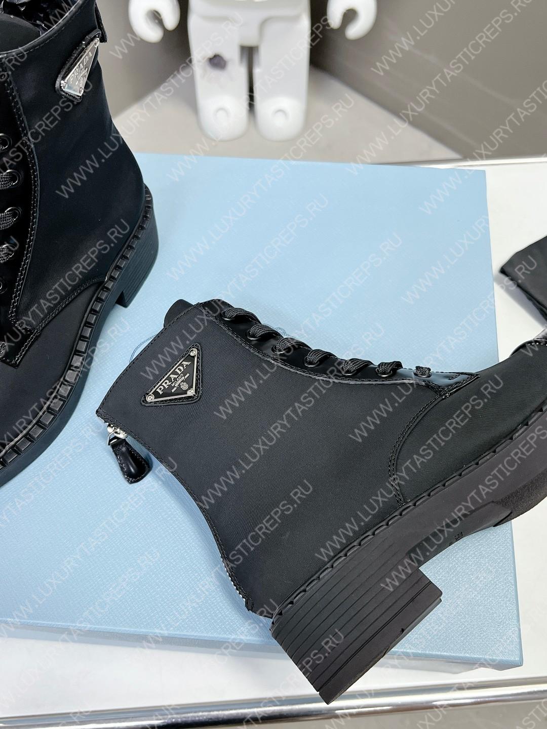 Pra*a logo plaque ankle boots black 1t782m