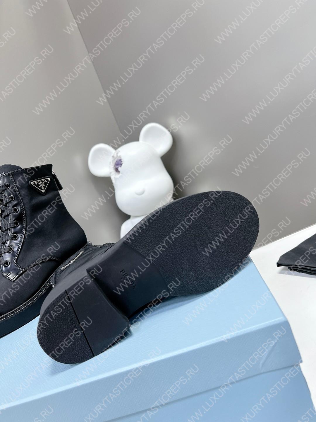 Pra*a logo plaque ankle boots black 1t782m