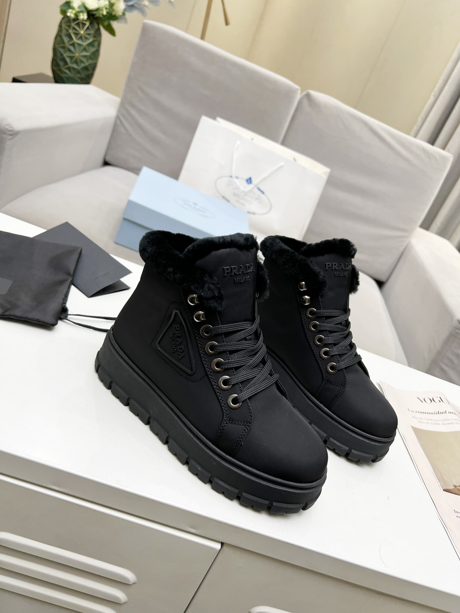 Pra*a nylon lace-up booties black 1t490m