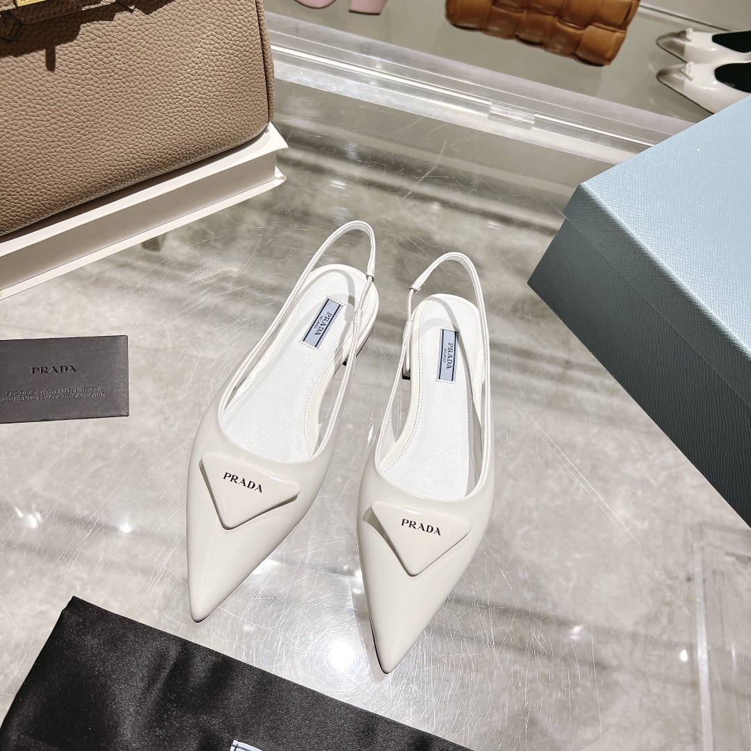 Pra*a brushed leather slingbacks white 1i565m