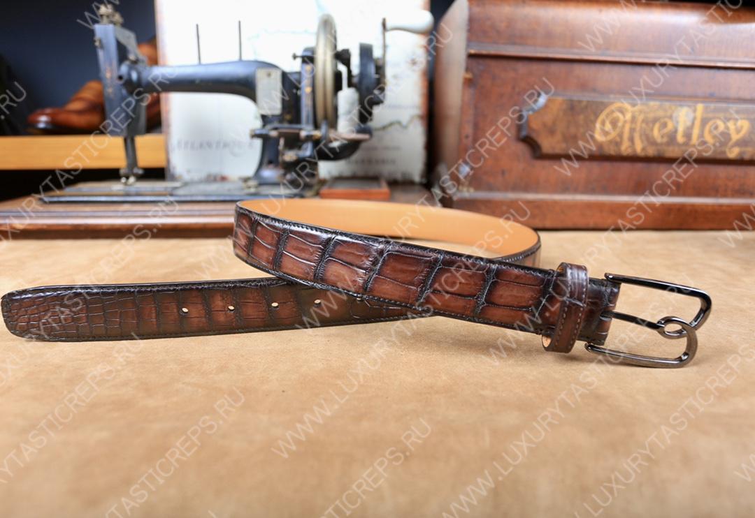 BERLUTI ALLIGATOR BELT BROWN C0035-E2