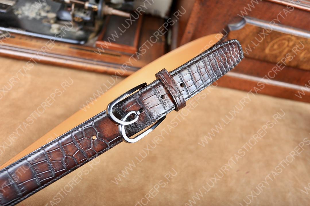 BERLUTI ALLIGATOR BELT BROWN C0035-E2