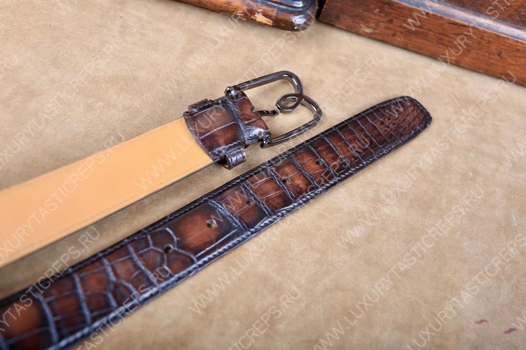 BERLUTI ALLIGATOR BELT BROWN C0035-E2