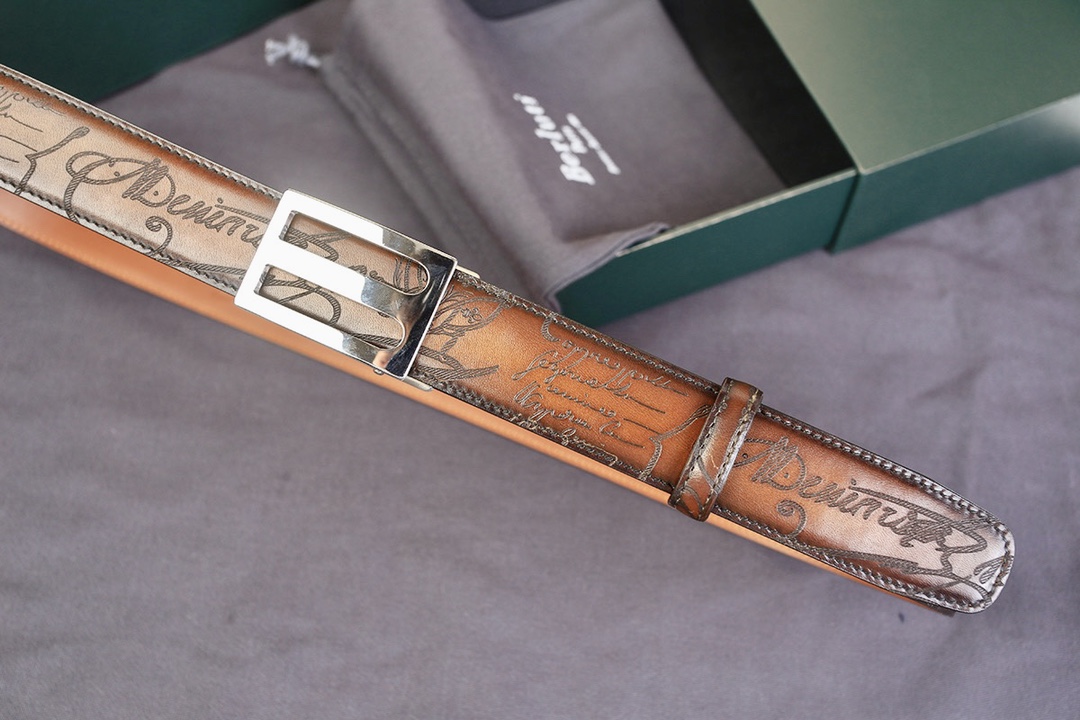 BERLUTI VENEZIA SCRITTO BELT BROWN C0020-R1