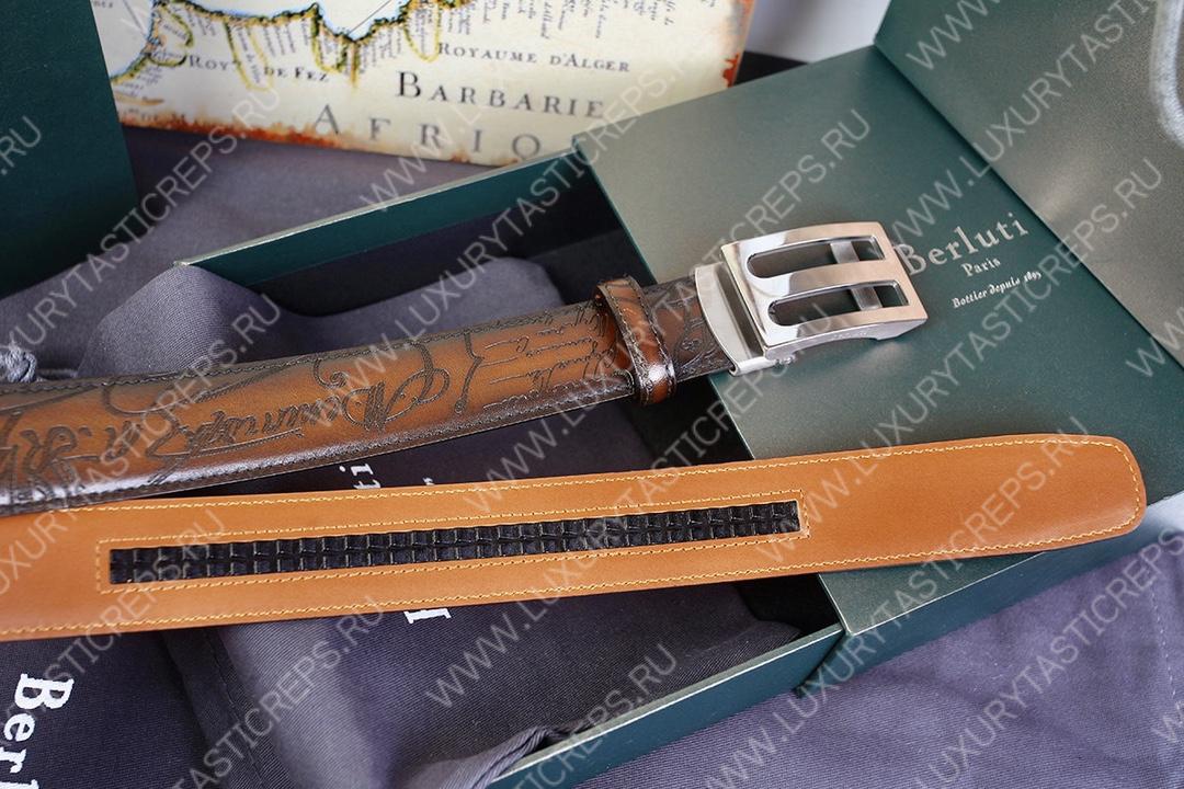 BERLUTI VENEZIA SCRITTO BELT BROWN C0020-R1