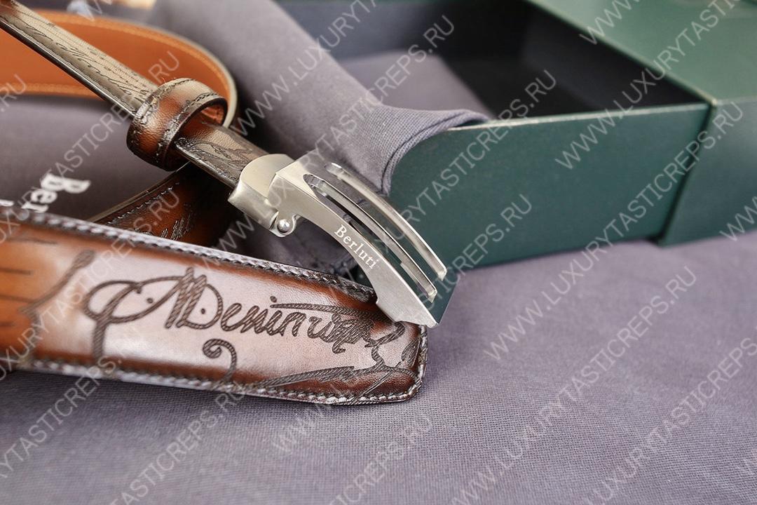 BERLUTI VENEZIA SCRITTO BELT BROWN C0020-R1