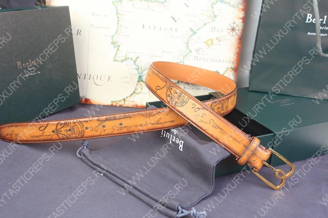 BERLUTI LEATHER BELT BROWN C0028-R1