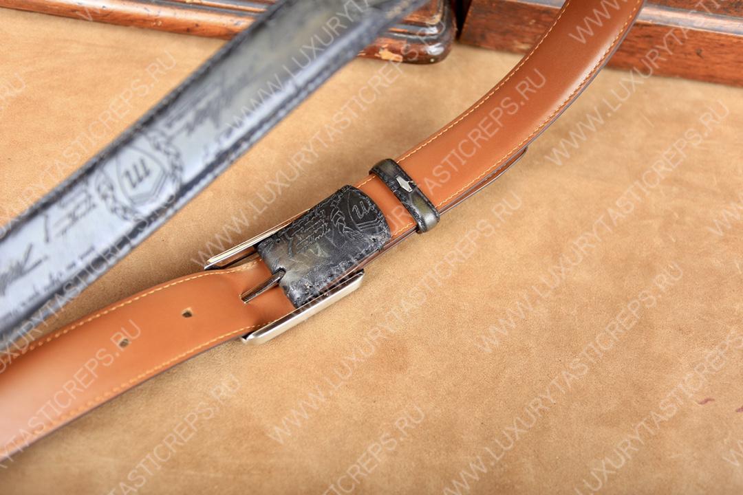 BERLUTI CLASSIC SCRITTO LEATHER BELT NERO C0002