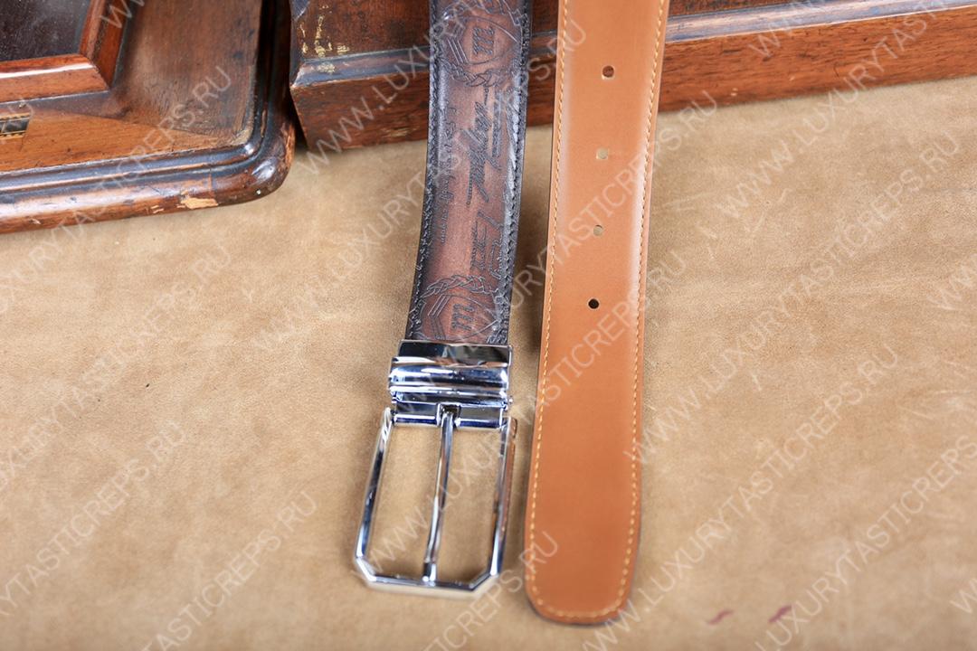 BERLUTI CLASSIC SCRITTO LEATHER BELT TOBACCO BIS C0002