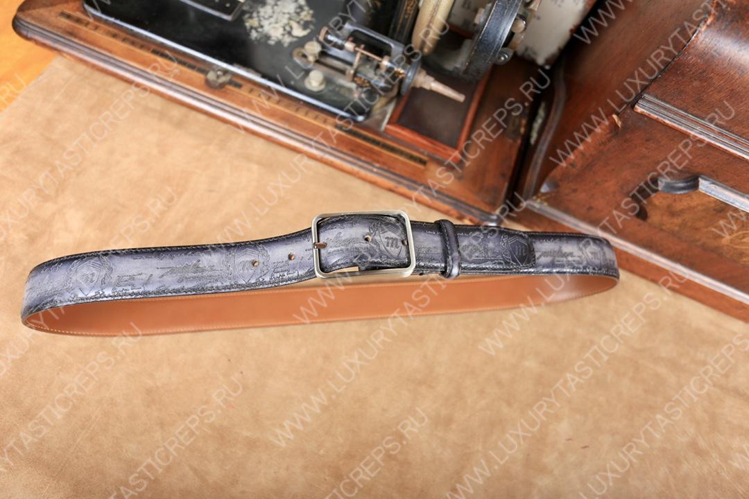 BERLUTI CLASSIC SCRITTO LEATHER BELT GREY C0002