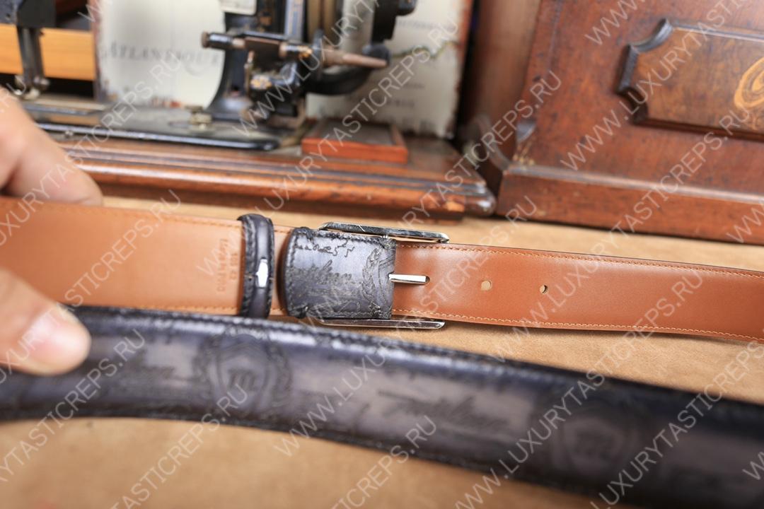 BERLUTI CLASSIC SCRITTO LEATHER BELT GREY C0002